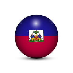 Obraz premium Flag of Haiti in the form of a ball isolated on white background.