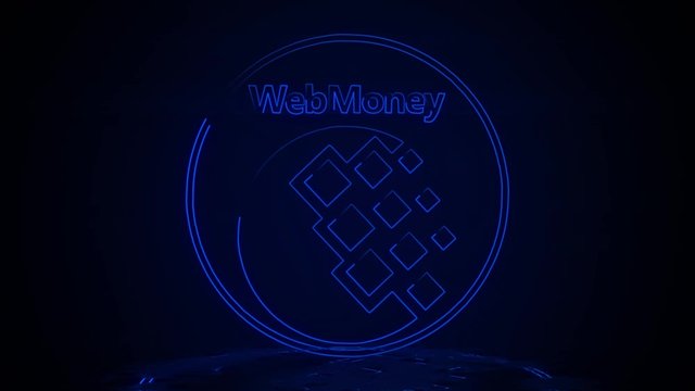 Webmoney in neon effect mp4 video on dark background