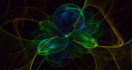 3D rendering multicolored abstract fractal on black background