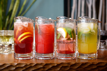 jugs with berry lemonade