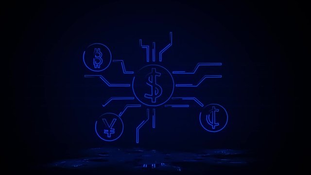 Money and financial mind mapping in neon effect mp4 video on dark background