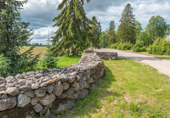 stone fence in the field