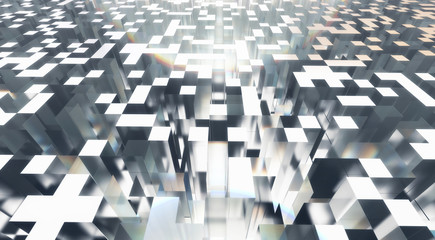 Fototapeta premium Futuristic Abstract Prism Glass with Caustic Light Close Up Texture Background, 3D Rendering,Soft focus.
