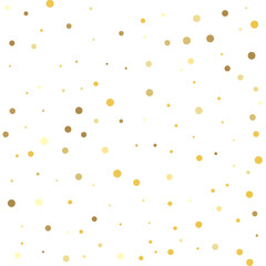Template for holiday designs, invitation, party, birthday, wedding. Gold dots.