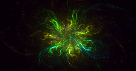 3D rendering multicolored abstract fractal on black background