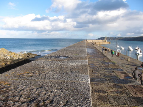 BINIC_ FRANCE, MARCH 17, 2019: Quay in the port of Binic Brittany