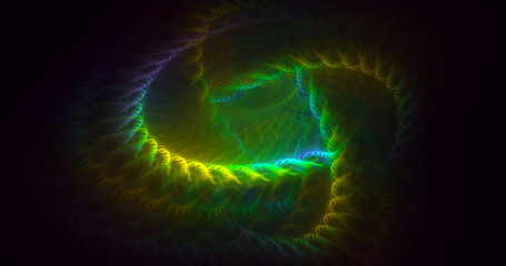 3D rendering multicolored abstract fractal on black background