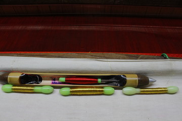 Hand loom silk sarees weaving process with gold thread