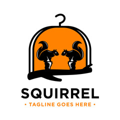 squirrel basket house logo design template