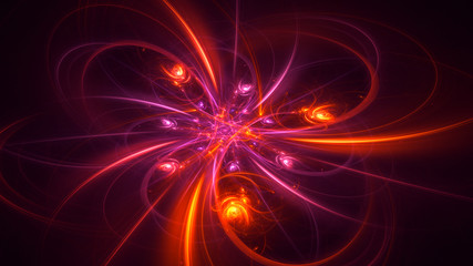 3D rendering multicolored abstract fractal on black background