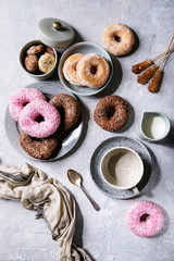 Sweet donuts with coffee