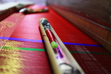 hand loom silk sarees weaving process threading material