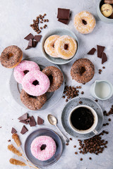 Sweet donuts with coffee