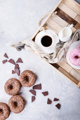 Sweet donuts with coffee