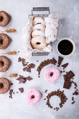 Sweet donuts with coffee