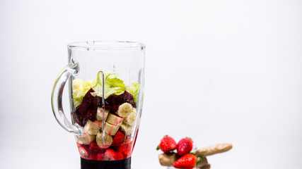 fruit and vegetables in a blender