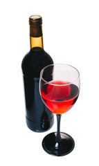 bottle and glass of red wine