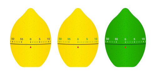 Mechanical kitchen timer. Lemon / lime shape design. 