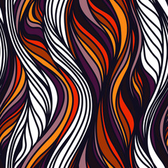 seamless positive vector of wavy lines, colorful print for girls and boys, abstract liquid pattern, bright background of curves