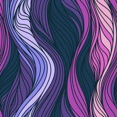 seamless positive vector of wavy lines, colorful print for girls and boys, abstract liquid pattern, bright background of curves