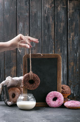 Sweet donuts with coffee