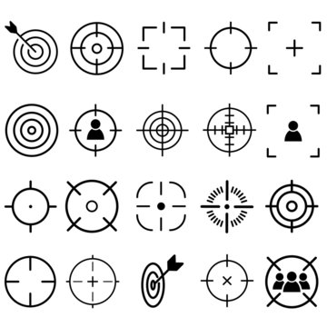 set of target vector icons. Aim illustration symbol collection. accurate sign or logo.