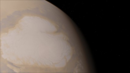 Mars high resolution image, 4k. Mars is a planet of the solar system. Sunrise with lens flare.