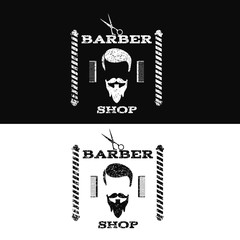 Retro grunge vintage barber shop label symbol on black bg vector eps 10