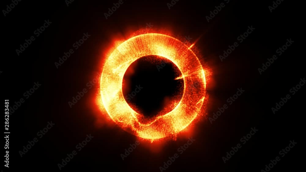 Poster abstract torus circle with particles shining background/ 4k animation of an abstract circle f lights