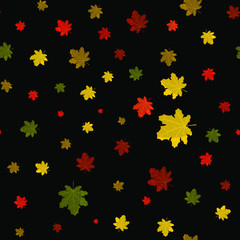 Fototapeta na wymiar autumn seamless pattern with colorful maple leaves.Perfect for seasonal and Thanksgiving Day greeting cards,For textiles, packaging, fabric, wallpaper. hand drawing. 