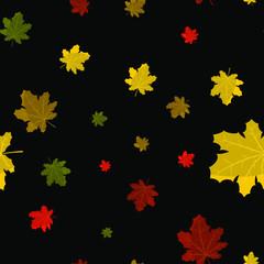 autumn seamless pattern with colorful maple leaves.Perfect for seasonal and Thanksgiving Day greeting cards,For textiles, packaging, fabric, wallpaper.  hand drawing.  