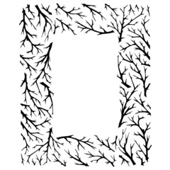 Hand drawn tree branches frame 