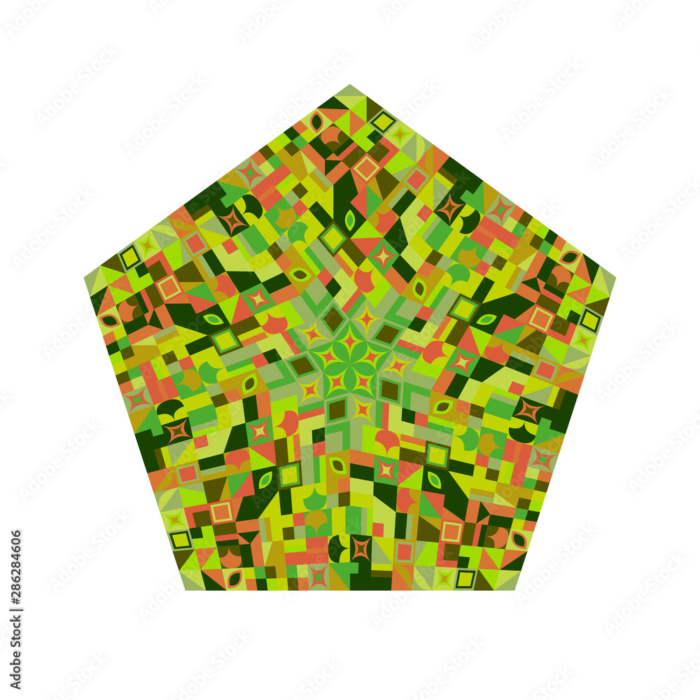 Aufkleber isolated abstract tiled mosaic pentagon shape - geometrical colorful vector element on white backgro
