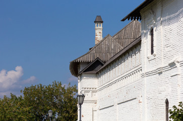 White wall of Uspensky Monastery in Sviyazhsk Russia