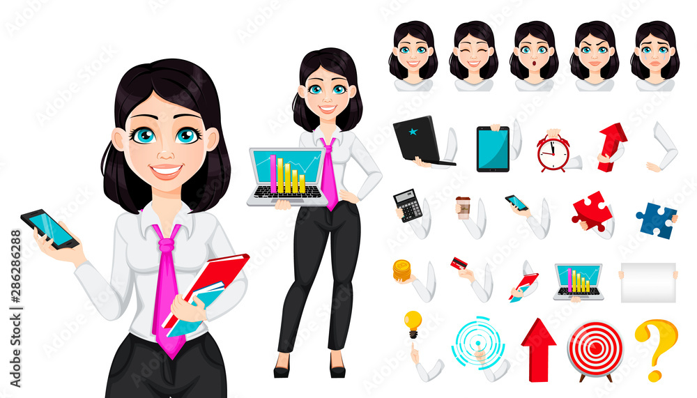 Sticker Cute businesswoman cartoon character