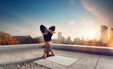 Yoga woman. Young woman doing yoga in morning.