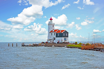 Traditional lighthouse 'Het Paard van Marken' in Marken the Netherlands