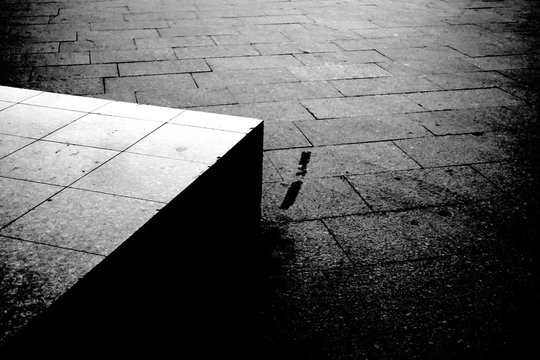 Street pavement and concrete block artistic black and white photography
