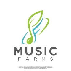 logo music note vector that is combined with plants