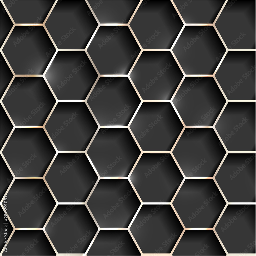 Wall mural seamless illustration of shiny metallic golden background with 3d effect and glossy elements with fl