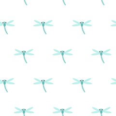 Obraz premium Vector pattern with many green dragonflies on white background. Seamless pattern can be used for wallpaper, pattern fills, web page background,surface textures.