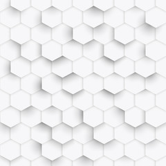 Hexagon geometric white texture, 3D paper background,honeycomb white background with shadows