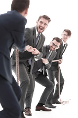 teambuilding.the tug of war between business teams.