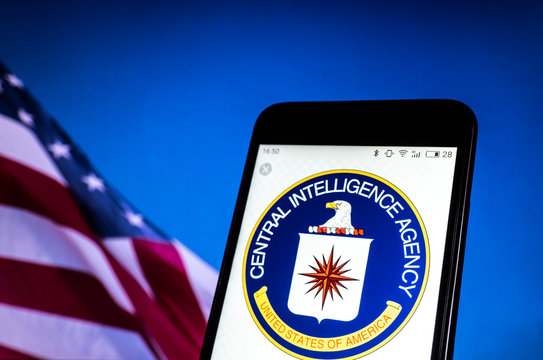 Central Intelligence Agency  logo is seen on smartphone. Kiev, Ukraine, August 19, 2018, illustrative editorial.