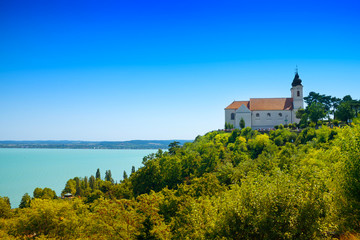 Fototapeta na wymiar Tihany abbey and lake Balaton in Hungary