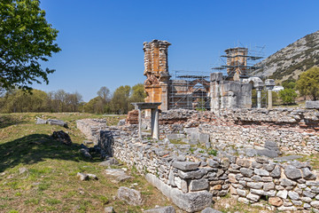 Fototapeta na wymiar Basilica in the archeological area of ancient Philippi, Greece