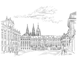 Obraz premium Vector hand drawing Prague 1