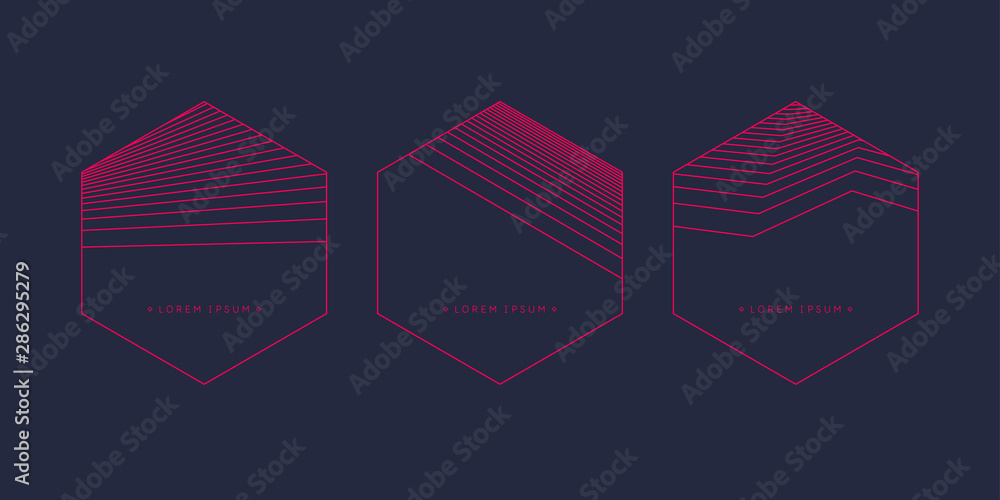 Poster abstract elements with red lines. vector illustration.