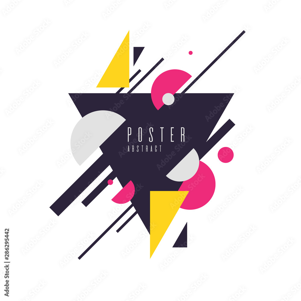Poster abstract geometric background with triangles in minimalistic style.