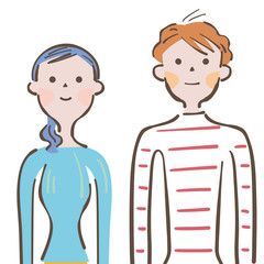 若いカップル　上半身　イラスト